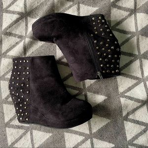 Studded faux suede ankle boots